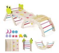 HOMASIS 7 en 1 Set d'escalade pour Enfants, Salle de Sport Montessorienne avec Rampe Double Face, Arc, Triangle et Blocs, Aire de Jeux Intérieure pour Enfants de 1+ Ans (189,5 x 55 x 59,5 cm,Coloré)
