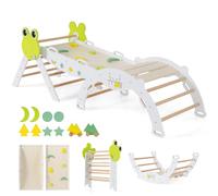 HOMASIS 7 en 1 Set d'escalade pour Enfants, Salle de Sport Montessorienne avec Rampe Double Face, Arc, Triangle et Blocs, Aire de Jeux Intérieure pour Enfants de 1+ Ans (189,5 x 55 x 59,5 cm,Blanc)