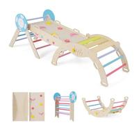 HOMASIS 7 en 1 Set d'escalade pour Enfants, Salle de Sport Montessorienne avec Rampe Double Face, Arc, Triangle et Blocs, Aire de Jeux Intérieure pour Enfants de 1+ Ans (190 x 55 x 57 cm,Coloré)