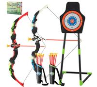 HOMASIS Arc et flèches 2 Enfants, Set de tir à l'arc | 2 arcs, 20 flèches, 2 carquois & cible, cadeau arc enfant avec flashs LED, arc jouet pour intérieur & extérieur, dès 3 ans