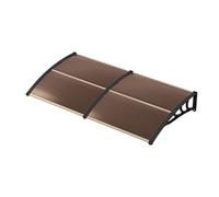 HOMASIS Auvent de Porte, abri Contre la Pluie, Les UV, la Neige et Le Vent, Toit extérieur en Polycarbonate et Aluminium, Store pour Jardin, terrasse, Balcon (Marron)
