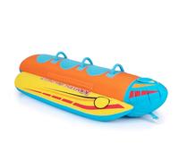 HOMASIS Banana Boat gonflable, Banana Boat pour 3 personnes, Tube tractable avec 3 poignées & système de remorquage, Tube de loisirs aquatiques pouvant supporter jusqu’à 231 kg, 252 x 108 x 51 cm