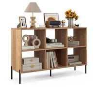 HOMASIS Bibliothèque Basse en Bois avec Étagère Réglable, Bibliothèque de Livre à 6 Cubes pour Enfant, Étagere de Rangement pour Salon, Étude, Bureau, 120 x 35 x 79,5 cm