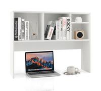 HOMASIS Bibliothèque de Bureau à 5 Compartiments, étagère de Bureau en Bois, étagère Ouverte avec Pieds antidérapants et Dispositif Anti-basculement, 94 x 25 x 73 cm (Blanc)