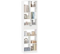 HOMASIS Bibliothèque en Bois à 7 Niveaux avec Tiroir, Meuble de Rangement avec 10 Étagère Ouvertes, Étagère Livre avec Protection Anti-Basculement pour Salon, Bureau, Chambre, 50 x 24 x 180 cm