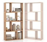 HOMASIS Bibliothèque Géométrique en Bois à 4 Niveau, Étagère avec Protection Anti-Basculement, Meuble de Rangement Style Scandinave pour Salon Bureau, 60 x 20 x 120 cm