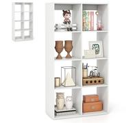 HOMASIS Bibliothèque Ouverte Séparatrice, Étagère en Bois avec Dispositif Anti-retournement, Bibliothèque Indépendante sur Pied et Économie d'Espace, pour Salon, Chambre, Blanc (69,5x33x137cm)