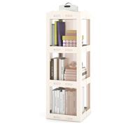 HOMASIS Bibliotheque Rotative à 360° à 3/4/5 Niveaux, Bibliothèque Étagère Rangement Pliante, Étagère d'angle sur Pied, pour la Maison, Le Salon (Blanc,3,36,5x36x108cm)