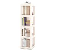 HOMASIS Bibliotheque Rotative à 360° à 3/4/5 Niveaux, Bibliothèque Étagère Rangement Pliante, Étagère d'angle sur Pied, pour la Maison, Le Salon (Blanc,4,36,5x36x141,5cm)