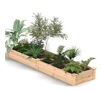 HOMASIS Carré Potager en Bois, Jardiniere Extérieur Grande Taille avec 2 Bacs à Fleurs, Séparateurs pour Fleurs, Légumes, Fruits, Herbes, Lit de Jardin 228 cm Intérieur pour Terrasse Balcon (Naturel)