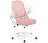 HOMASIS Chaise de Bureau Ergonomique en Maille, Chaise de Bureau Réglable en Hauteur et Inclinable avec Soutien Lombaire, Accoudoirs Rabattables et roulettes Pivotantes à 360°, Charge 150 kg (Rose)