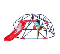 HOMASIS Dôme d'escalade Extérieur pour Enfants avec Toboggan et Siège, Cadre d'escalade 3-10 Ans, Aire de Jeux pour Plusieurs, Charge Jusqu'à 280 kg (Rouge+Bleu)
