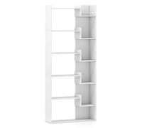 HOMASIS Étagère à Livres en Bois, bibliothèque à 6 Niveaux, 11 étagères d'exposition Ouverte, bibliothèque, Salon, Bureau, Chambre, 69 x 22 x 163 cm (Blanc)