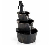 HOMASIS Fontaine Cascade Décorative Style Rétro 3 Niveaux en Baril | Fontaine Extérieure Vintage en PP Silencieuse 45 dB avec Pompe à Eau Réglable pour Jardin Cour Terrasse