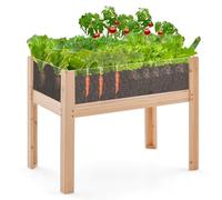 HOMASIS Jardin surélevé d'extérieur en bois de sapin, jardinière surélevée avec plaque acrylique, terrasse pour animaux avec 2 trous d'échappement, parterre surélevée par balcon, jardin (75 x 46 x 61