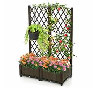 HOMASIS Jardinière avec Treillis Extérieure, Jardinière Brise Vue en PP avec Trous de Drainage, Bac à Fleurs pour Plantes Grimpantes pour Calcon, Cour & Jardin (80x40x122cm)