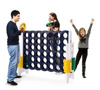 HOMASIS jeu Énorme de 4 en raye, stratégie avec 42 anneaux & curseur, jouet en ligne pour enfants et adultes en plein air (blanc)