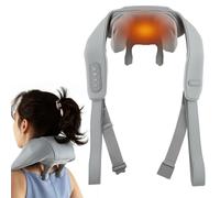 HOMASIS Masseur Cervical Électrique, Massage Dos et Cou Épaules avec Chauffage, Appareil de Massage Profond 4D, 2 Niveaux de Vitesse et de Température, Cadeaux Pour Maman, Papa (gris)
