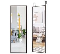 HOMASIS Miroir Mural Rectangulaire, Miroir Mural Suspendu en Verre Incassable avec 2 Crochets Amovibles, Mural de Corps Entier pour Chambre, Salle de Bain 36,5 x 107,4 cm Marron