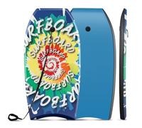 HOMASIS Planche de Surf Croissant, Tablette en HDPE, XPE et EPS, Corde de Poignet Inclus, Bodyboard pour Adultes et Enfants (Motif tourbillonnant, 94 cm)