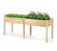 HOMASIS Potager Urbain surélevé en Bois, bac à Fleurs rectangulaire avec 8 Trous de Drainage, Table de Culture pour légumes, Fleurs, Fruits, Patio, terrasse (Naturel)