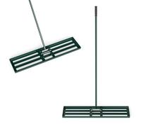 HOMASIS Râteau de Nivellement de Pelouse, Raclette à Gazon en Métal avec Manche et Poignée Ergonomiques 170CM, Outil de Nivellement pour Jardin, Pelouse, Terrain de Golf (Vert, 106 x 25 cm)
