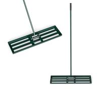 HOMASIS Râteau de Nivellement de Pelouse, Raclette à Gazon en Métal avec Manche et Poignée Ergonomiques 170CM, Outil de Nivellement pour Jardin, Pelouse, Terrain de Golf (Vert, 91 x 25 cm)