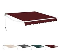 HOMASIS Rideau de soleil pour extérieur, 3,6 x 3 m, rideau extensible de véranda de jardin, surface imperméable et cadre en aluminium, rideau de soleil à chute pour balcon, terrasse (rouge vin)