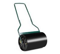 HOMASIS Rouleau à Gazon 45L en Métal Remplissable de Sable/Eau Ø40cm | avec Poignée Ergonomique en U à Pousser et Atteler, Bords Arrondis, Grattoir pour Sol, Pelouse, Semis, Plantation