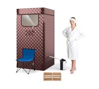 HOMASIS Sauna à Vapeur Portable avec Générateur de Vapeur de 3 l, Sauna pour la Maison, avec Télécommande, 9 Niveaux de Température et 9 Minuteries, Tente de Sauna Mobile avec Chaise Pliante (Marron)