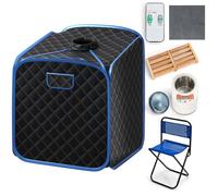 HOMASIS Sauna à Vapeur Portable, Tente de Sauna Chauffante Mobile avec Générateur de Vapeur 2L,Télécommande,Température et Minuterie,Chaise Pliante et Appareil de Massage des Pieds (noir)