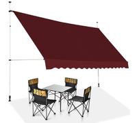 HOMASIS Store à Serrage 150/200/250/300/350/400 cm, Protection Solaire réglable en Hauteur sans perçage, auvent avec manivelle, Store banne Manuel à Bras articulé, pour l'extérieur (Rouge, 4m)