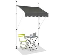 HOMASIS Store à Serrage 150/200/250/300/350/400 cm, Protection Solaire réglable en Hauteur sans perçage, auvent avec manivelle, Store banne Manuel à Bras articulé, pour l'extérieur (Gris, 1.5m)