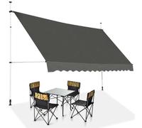 HOMASIS Store à Serrage 150/200/250/300/350/400 cm, Protection Solaire réglable en Hauteur sans perçage, auvent avec manivelle, Store banne Manuel à Bras articulé, pour l'extérieur (Gris, 4m)
