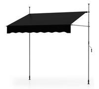 HOMASIS Store extérieur Extensible, Protection Solaire réglable en Hauteur et en Inclinaison, Store de Balcon sans perçage, Pare-Soleil à manivelle (Noir, 200 x 180 x 210-300)