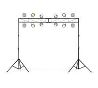 HOMASIS Support d’Éclairage LED, Support pour Lampe avec Hauteur Réglable 140-265CM, 2 Trépieds Lumière DJ Pliables, Barre de Suspension Métallique jusqu’à 12 Projecteurs, pour Scène, Concert