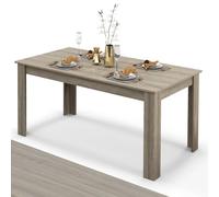 HOMASIS Table à manger, table de cuisine en bois, rectangulaire, bureau, élégante et robuste, jusqu'à 8 personnes, portée de 150 kg, 160 x 80 x 77 cm (naturel)