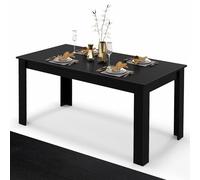 HOMASIS Table à manger, table de cuisine en bois, table rectangulaire, bureau, table de salon élégante et robuste, jusqu'à 8 personnes, portée de 150 kg, 160 x 80 x 77 cm (Noir)
