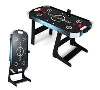 HOMASIS Table d'Air Hockey pliable, table de jeu électronique avec moteur 12 V et écran LED pour le score électronique, 2 disques et 2 raquettes pour enfants et adultes, 144 x 68 x 79 cm