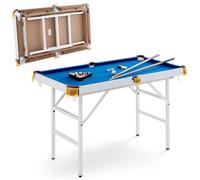 Homasis Table de Billard Pliable avec Accessoires, Jeux de Billard américain pour Enfants et Adultes avec queues, craies, Boules, Triangle et Brosse, 122 cm x 64 cm x 78 cm (Bleu)