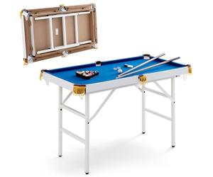 Homasis Table de Billard Pliable avec Accessoires, Jeux de Billard américain pour Enfants et Adultes avec queues, craies, Boules, Triangle et Brosse, 122 cm x 64 cm x 78 cm (Bleu)