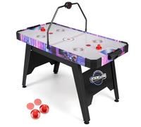 HOMASIS Table de Jeu de Hockey Aérien avec Tableau de Score Numérique LED, 2 Poussoirs et Palets, Repose-Pieds Réglables,Table de Hockey pour Famille Bar Maison Bureau, pour Enfant & Adulte
