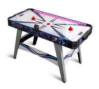 HOMASIS Table de Jeu de Hockey sur Coussin d'air avec 2 Poussoirs et Palets, Repose-Pieds Réglables, Moteur Puissant 12 V, Tableau de Score, Table de Hockey pour Famille, Bar, Maison, Bureau