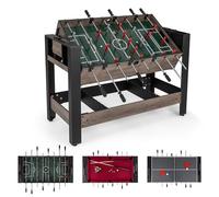 HOMASIS Table Multijeux 3 en 1 Pivotante avec Ping Pong, Babyfoot et Billard, Table de Combinaison Multiple avec 26 Joueurs, Queues, Balles et Marqueurs, pour Famille & Bureau (124 x 60,5 x 84 cm)