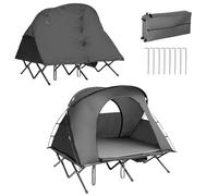 HOMASIS Tente de Camping 4 en 1 avec Lit pour 2 Personnes, Tente Dôme Surélevée avec Matelas Gonflable Automatique, Imperméable avec Couverture de Pluie et Sac de Transport, 194 x 146 x 160cm