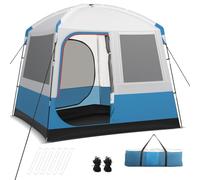 HOMASIS Tente de Camping familiale 5 Places, avec Sac de Voyage, imperméable et Coupe-Vent,Tente Tunnel avec 3 fenêtres en Maille et 2 Portes avec Fermeture éclair, 248 x 248 x 230 cm
