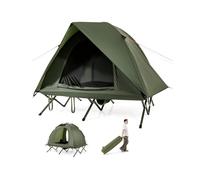 Homasis Tente de camping pour 2 personnes, lit de camping surélevé pour extérieur, lit de camping portable avec sac pliable et roulettes, vert (194 x 145 x 150 cm)
