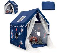 HOMASIS Tente pour Enfants pour l'intérieur, Maison de Jeu avec Tapis rembourré & 4 fenêtres & Rideau, Tente de Jeu pour Enfants Princesse Tente de Jeu pour Enfants de 1+ Ans (Bleu)