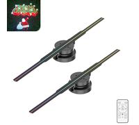 Homaskylynn Holographic Christmas Tree, Petite Lights Fan, 3D LED Fan Holographic Projector Display, LED Fan Christmas Tree, Animated Holographic Display(2pcs)
