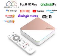 HOMATICS Box R 4K Plus TV Box AndroidTV 14 Netflix certifié Google Amlogic S905X4 4G32G prise en charge DTS Dolby Audio AV1 Wifi6 BT5.0 4G32G